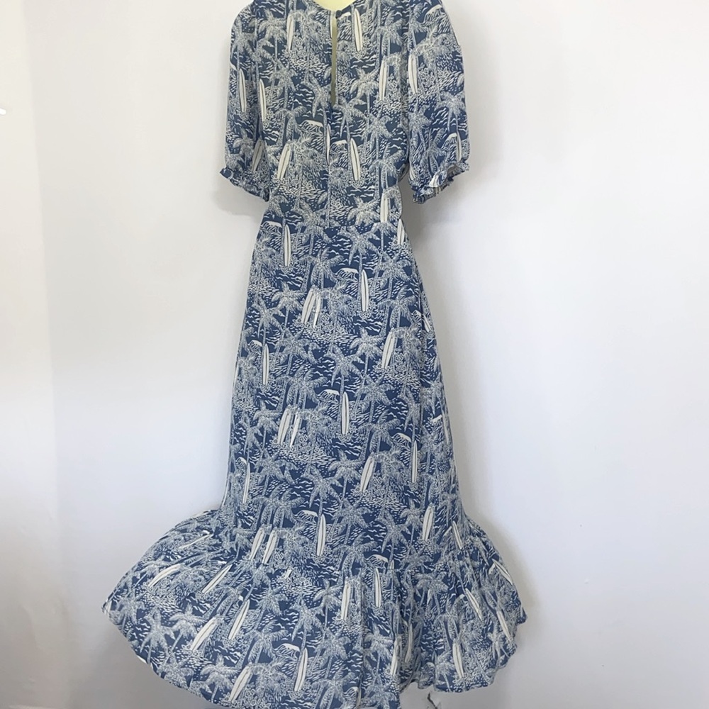 Reformation Dress “Nantre” Bali Blue Sz4 Please note the measurements Nwot - Picture 7 of 8